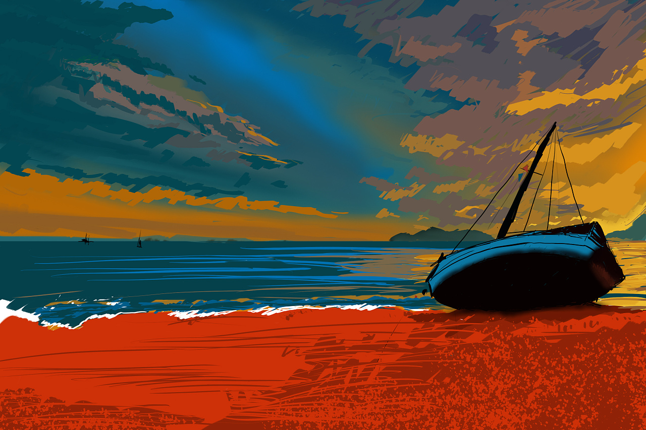 夏日海滩沙滩的浪漫旅行|插画|商业插画|酷巴熊 - 原创作品 - 站酷 (ZCOOL)