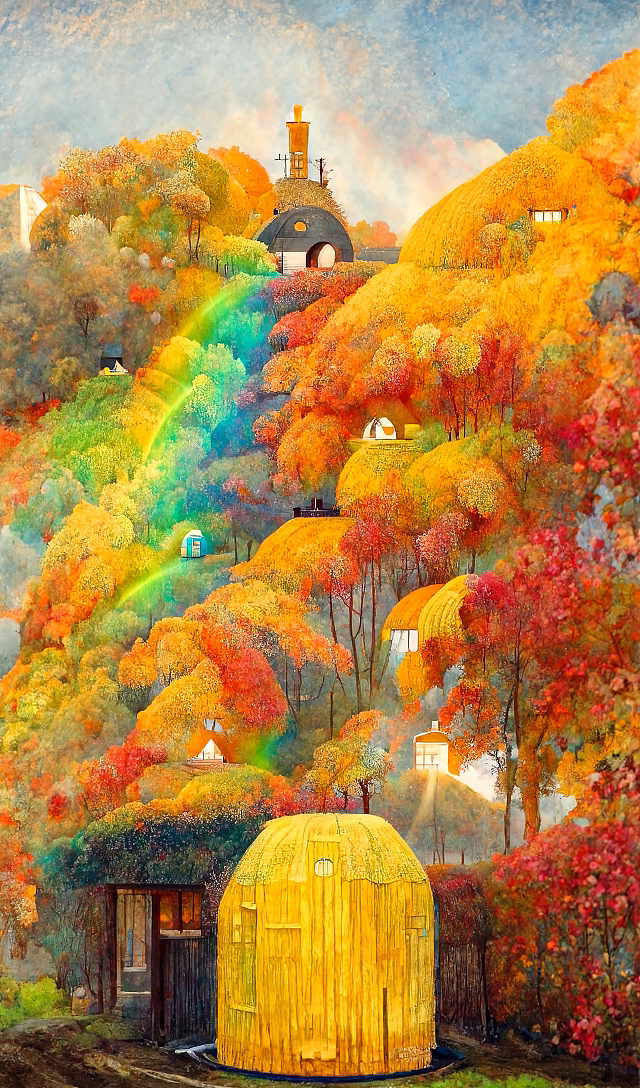 AI绘画档案馆|彩虹小镇四季·秋