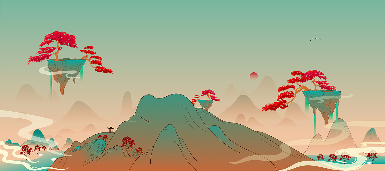 国风山水插画