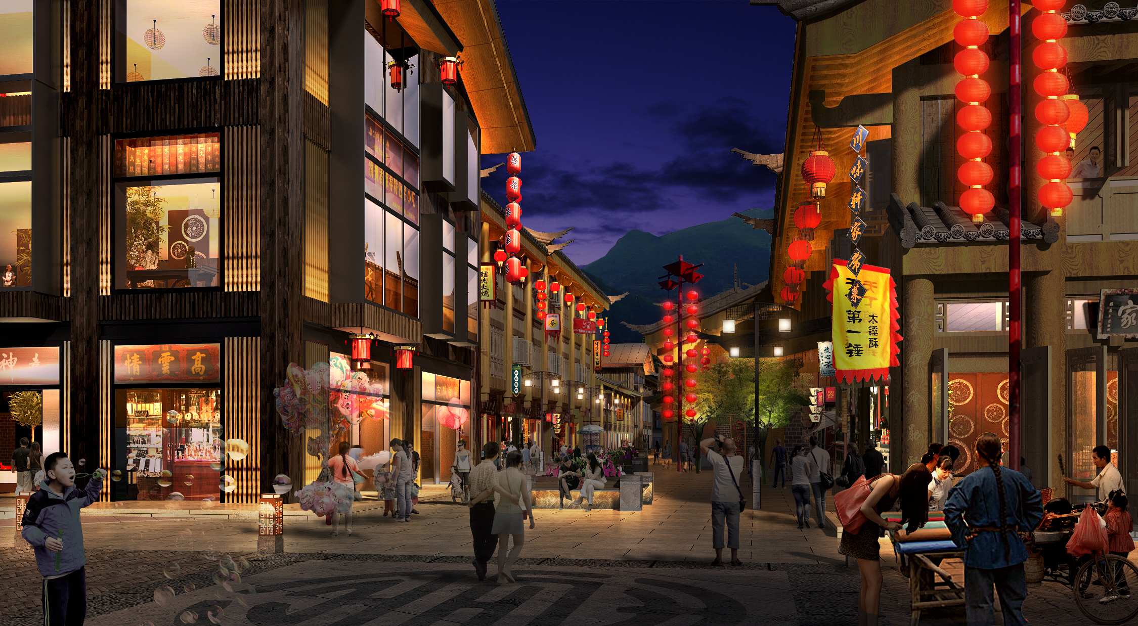 某个古镇夜景规划灯光设计之二