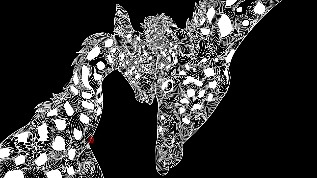 野生保护动物线描插画之长颈鹿