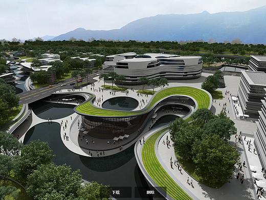 中心商业区建筑场景渲染