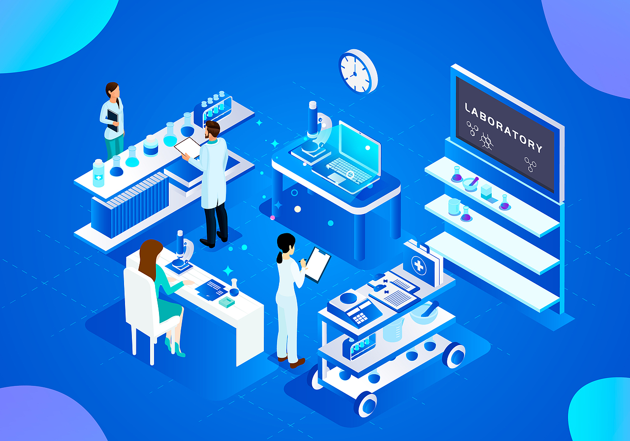 2.5D医疗医院插画