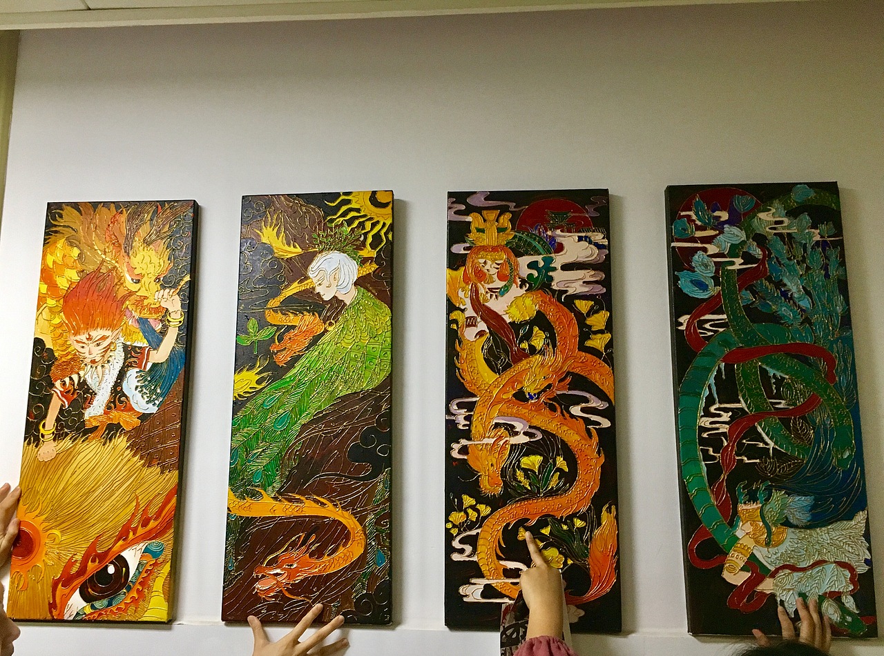 沥粉画毕业设计《沥经山海》（图ZMTE0OTIxMTMy） - 工艺品设计 - 站酷设计师吴瑾婧原创素材 - 站酷ZCOOL