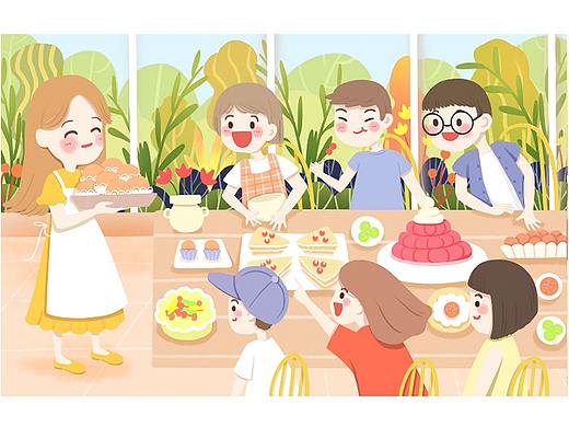 与Gkid英语合作的插画项目 At the Restaurant