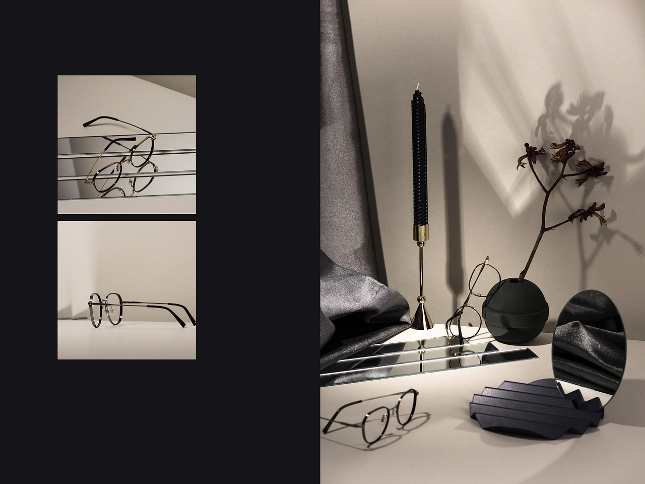 我从你的眼镜看出的色彩世界/黑金眼镜/平面产品摄影