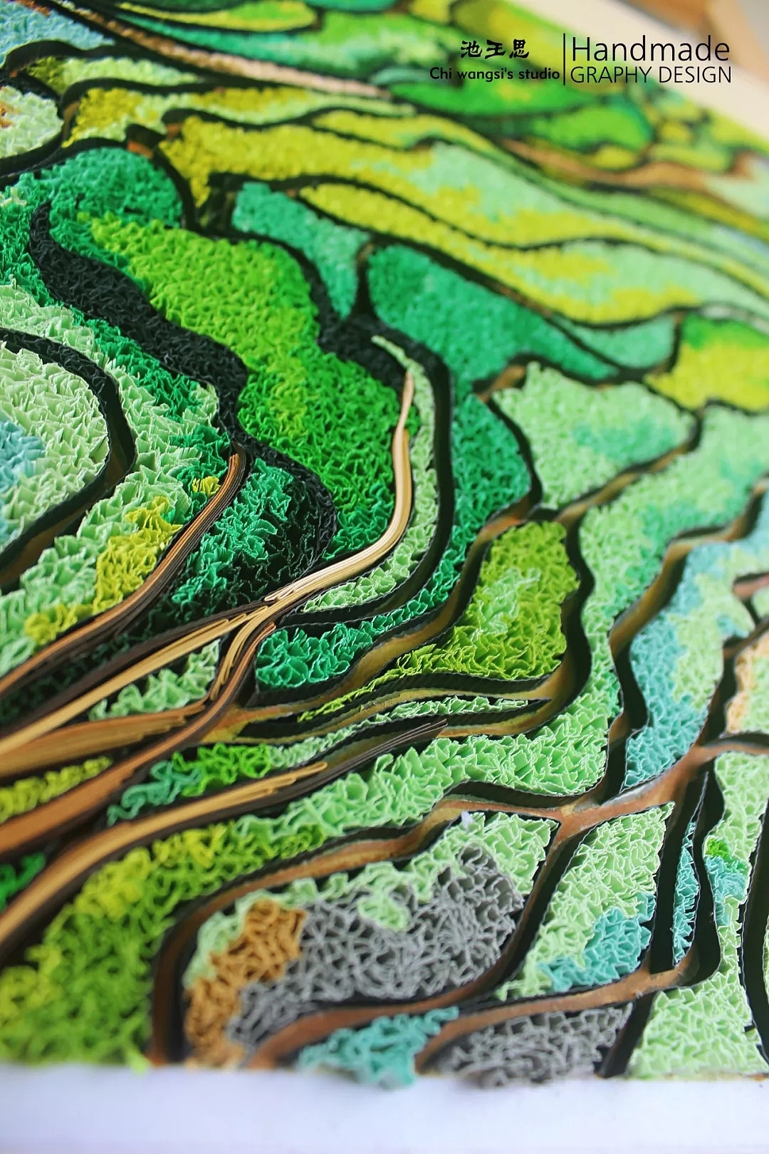 衍纸原创作品：《梯田》（图ZMTYzMzA4NDI4） - 其他手工艺 - 站酷设计师池王思原创素材 - 站酷ZCOOL