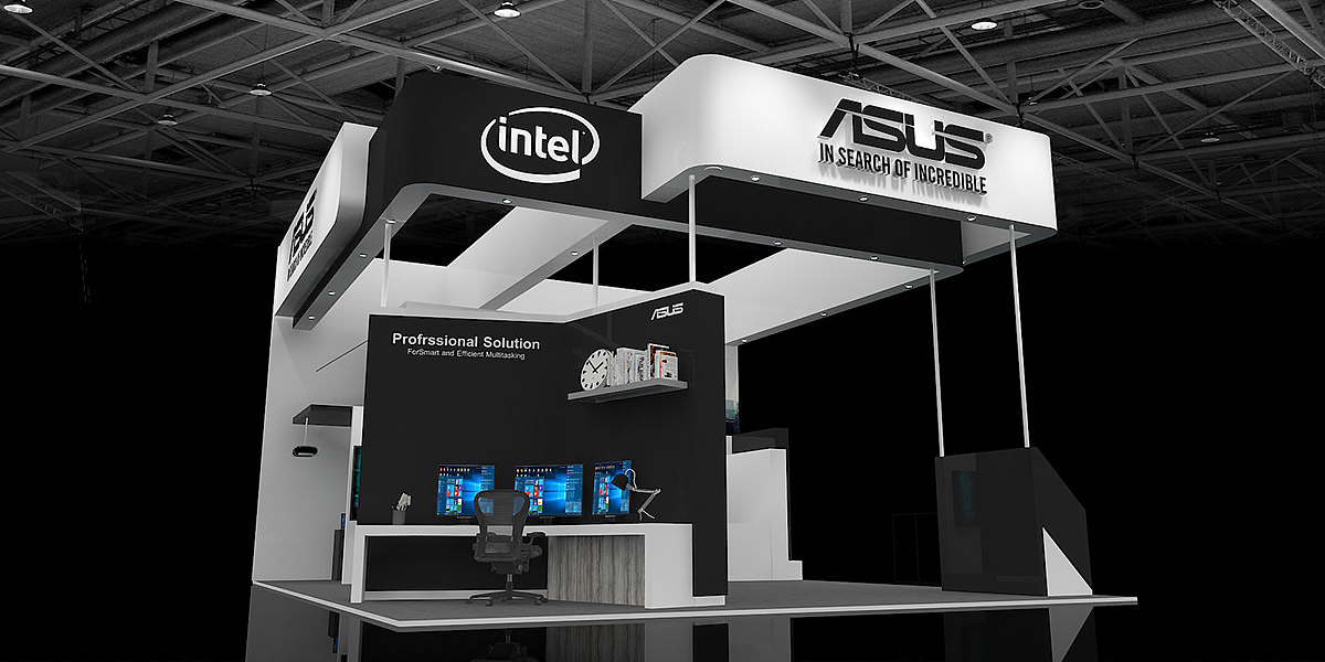 数码展位展会展台展览展点工装家装快闪店3d效果图设计