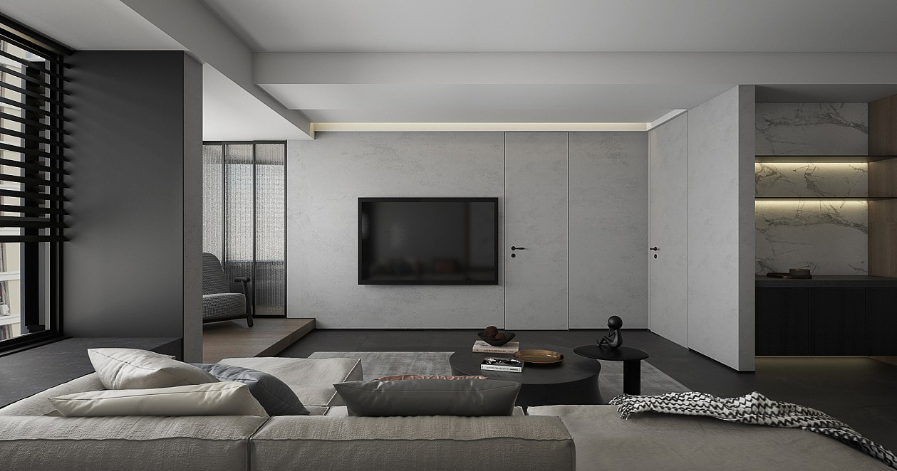 深圳装修：天健花园，黑色系现代简约风