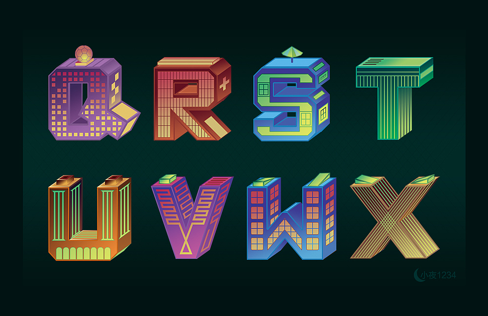 25d建筑字母26个建筑数字10个