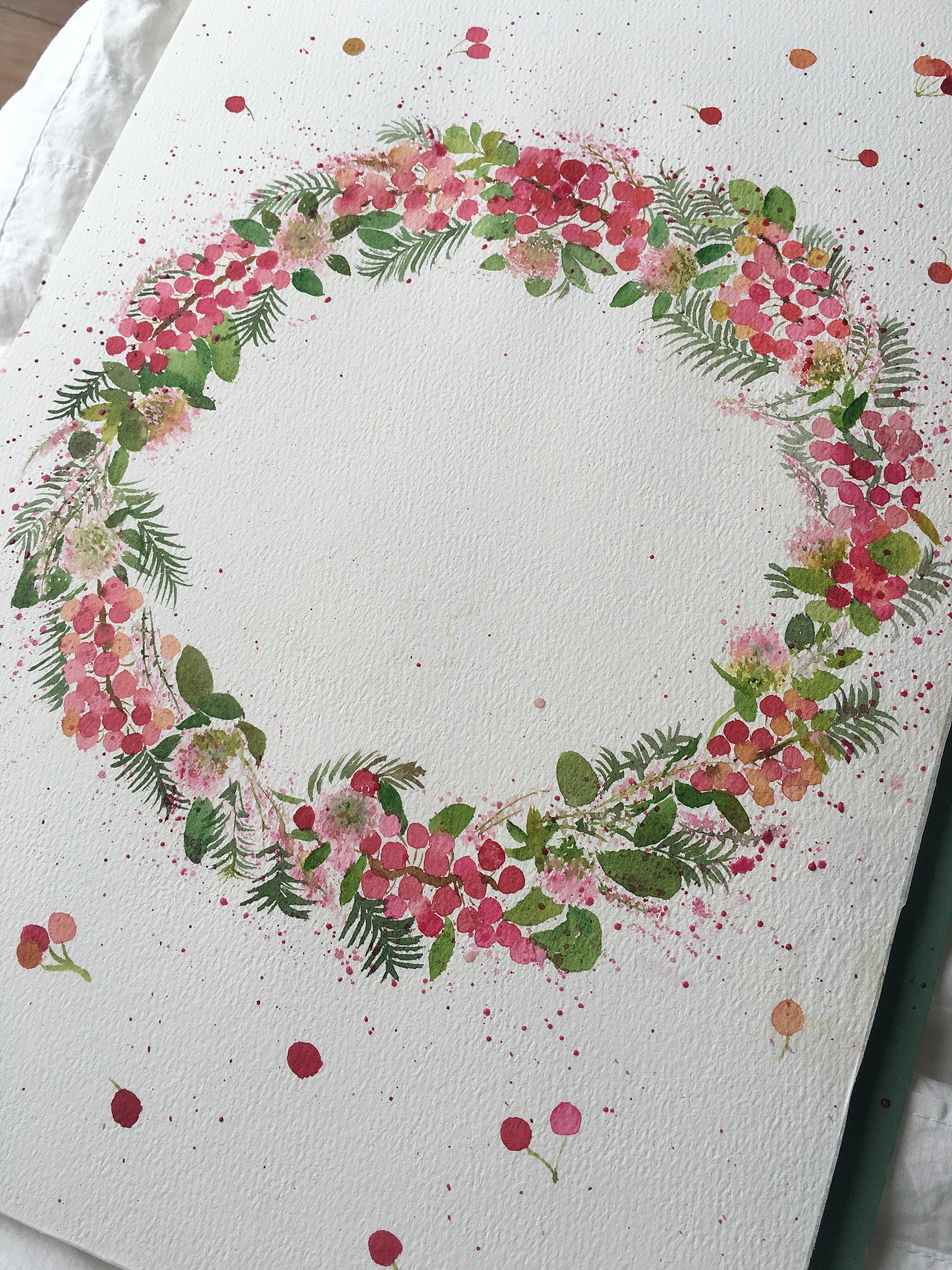 原创水彩花环（图ZOTMyNTIzODg=） - 绘画 - 站酷设计师薄荷绿丶原创素材 - 站酷ZCOOL