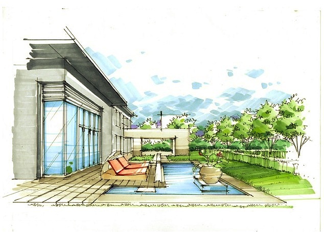 OCT华侨城十号院庭院景观手绘临摹作品杭州手绘培训