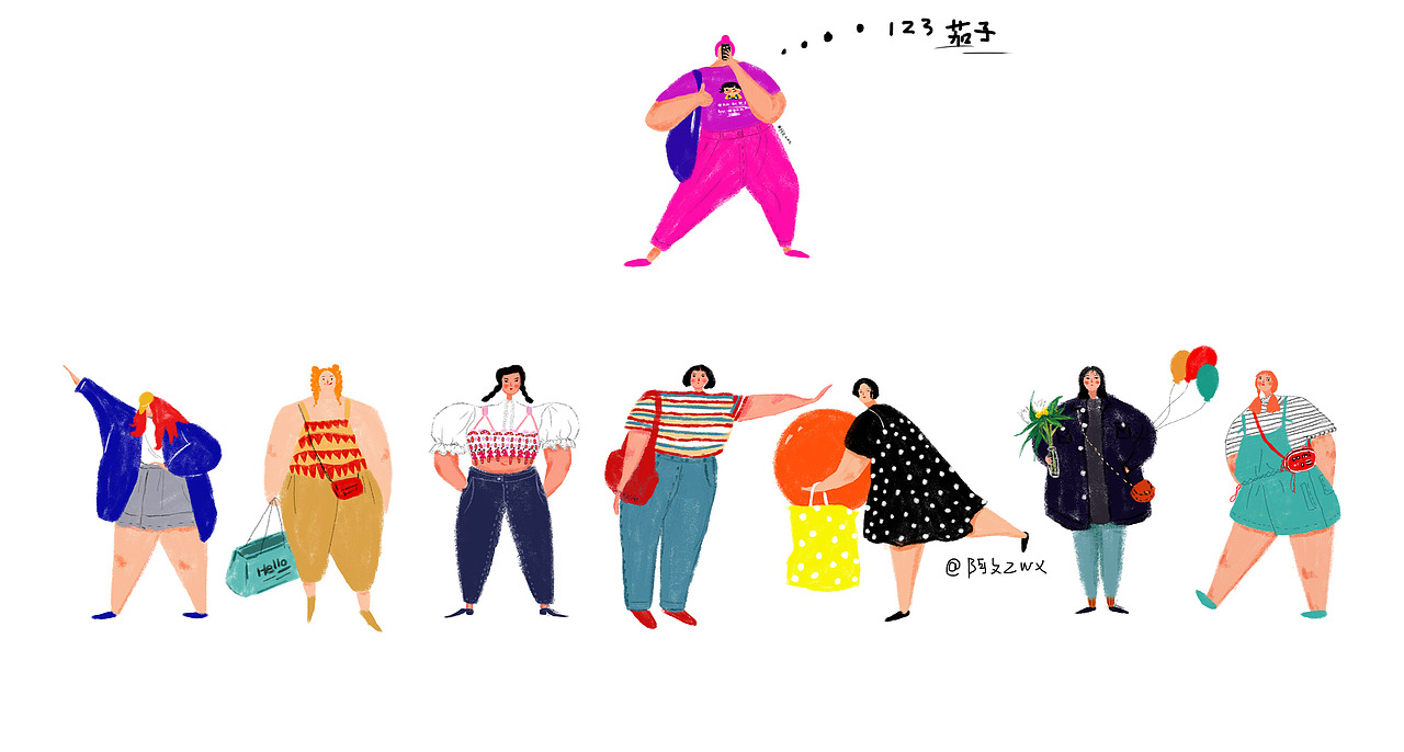 [cp]将生活的一壶琐碎，酿成满心欢喜 '一组插画女孩（图ZMTYwMDgyNzY4） - 新锐潮流插画 - 站酷设计师半入耳原创素材 - 站酷ZCOOL