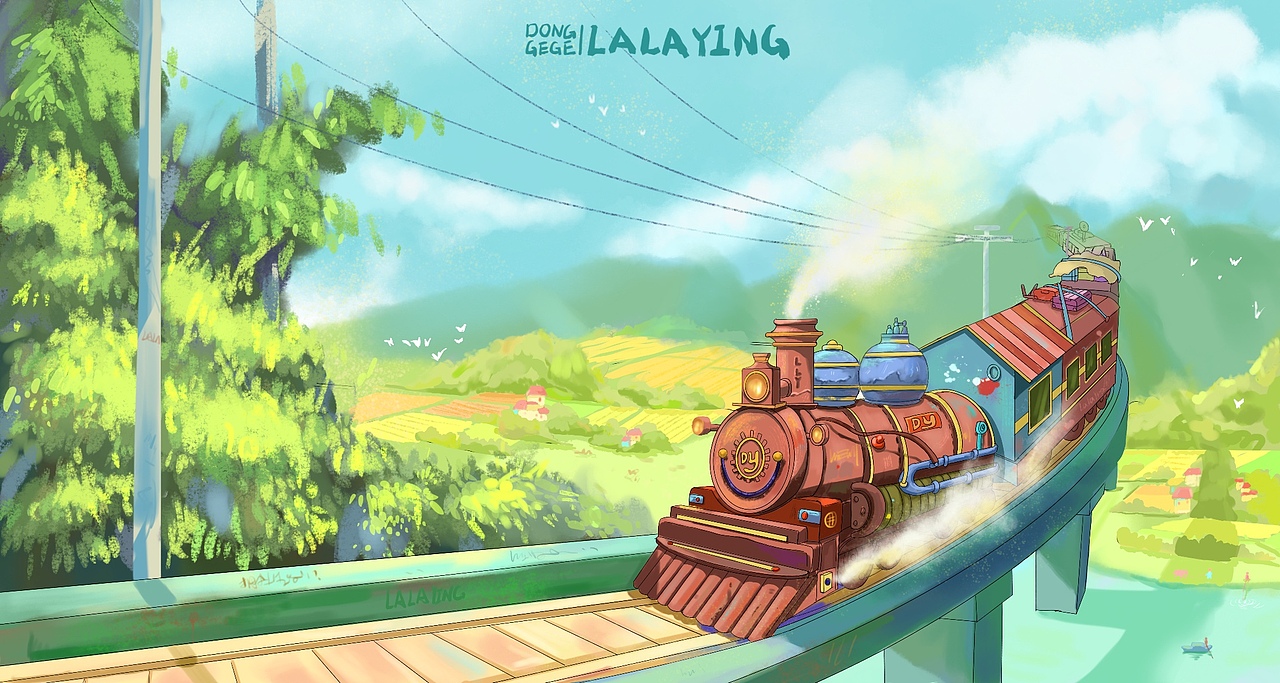 画点画拥挤的火车一路往北发场景练习