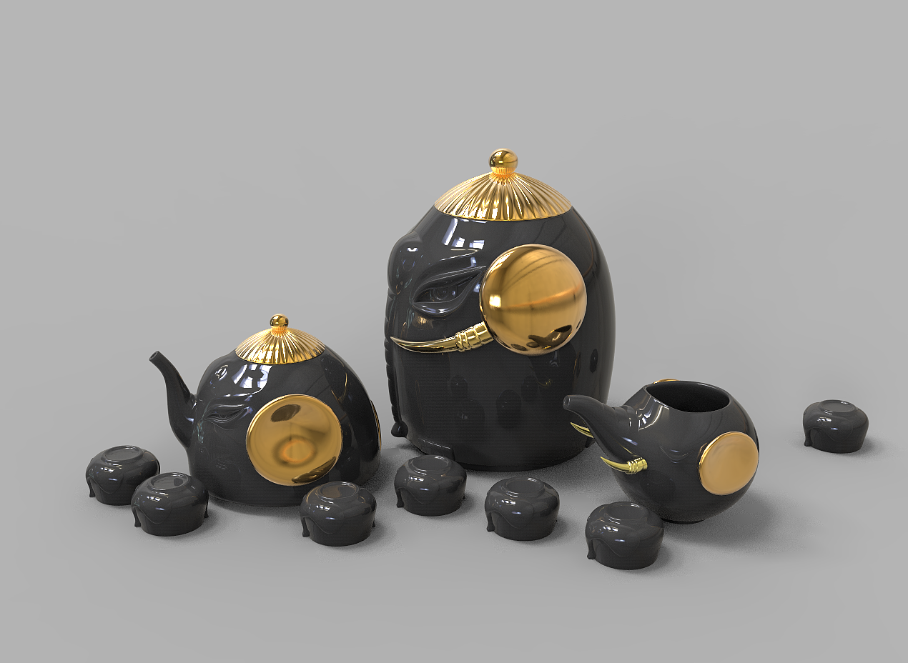 【祥和家族】大象主题茶具系列设计作品