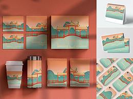 广州宝墨园和上海外滩建筑插画文创