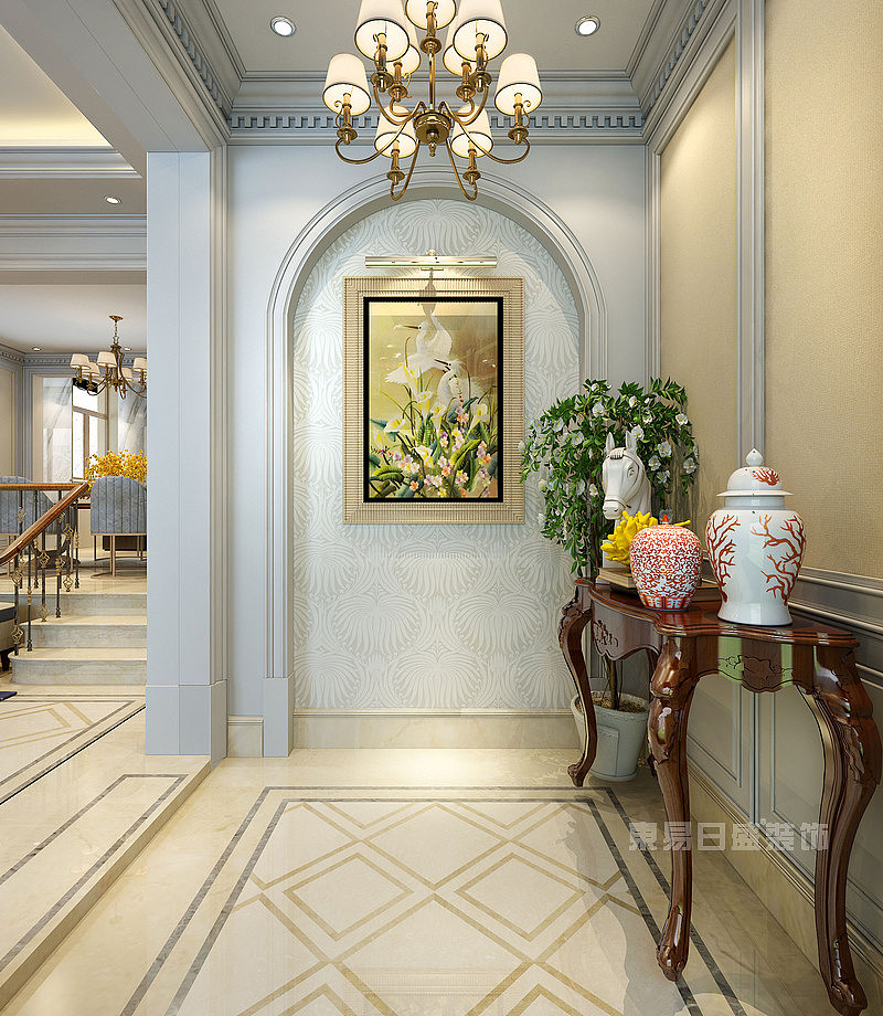 大连别墅装修-万科西山别墅450㎡美式