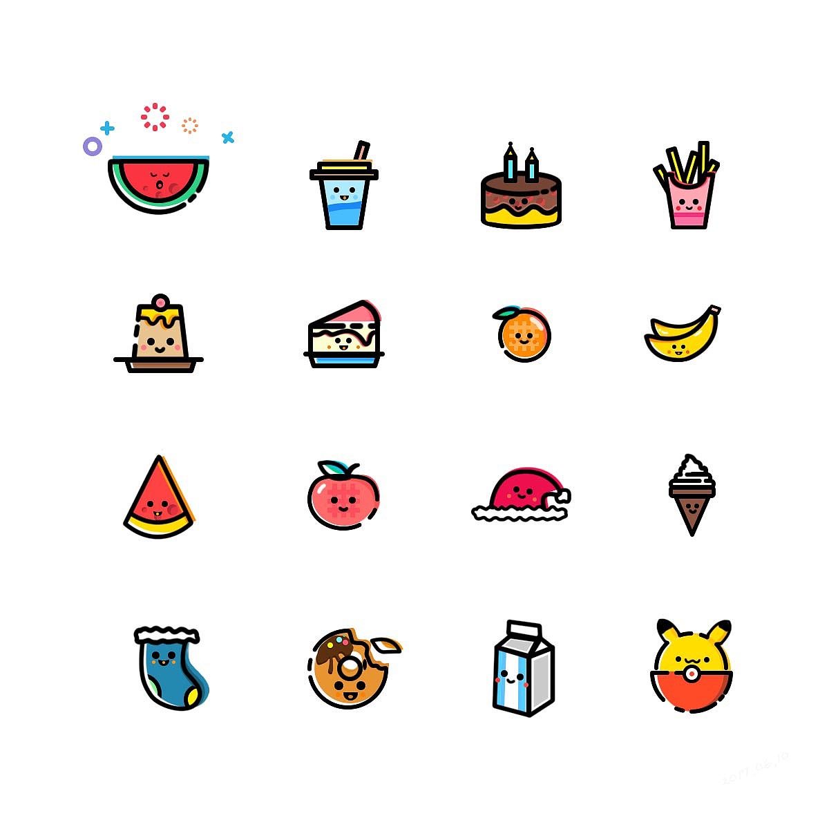 可爱描边风格图标