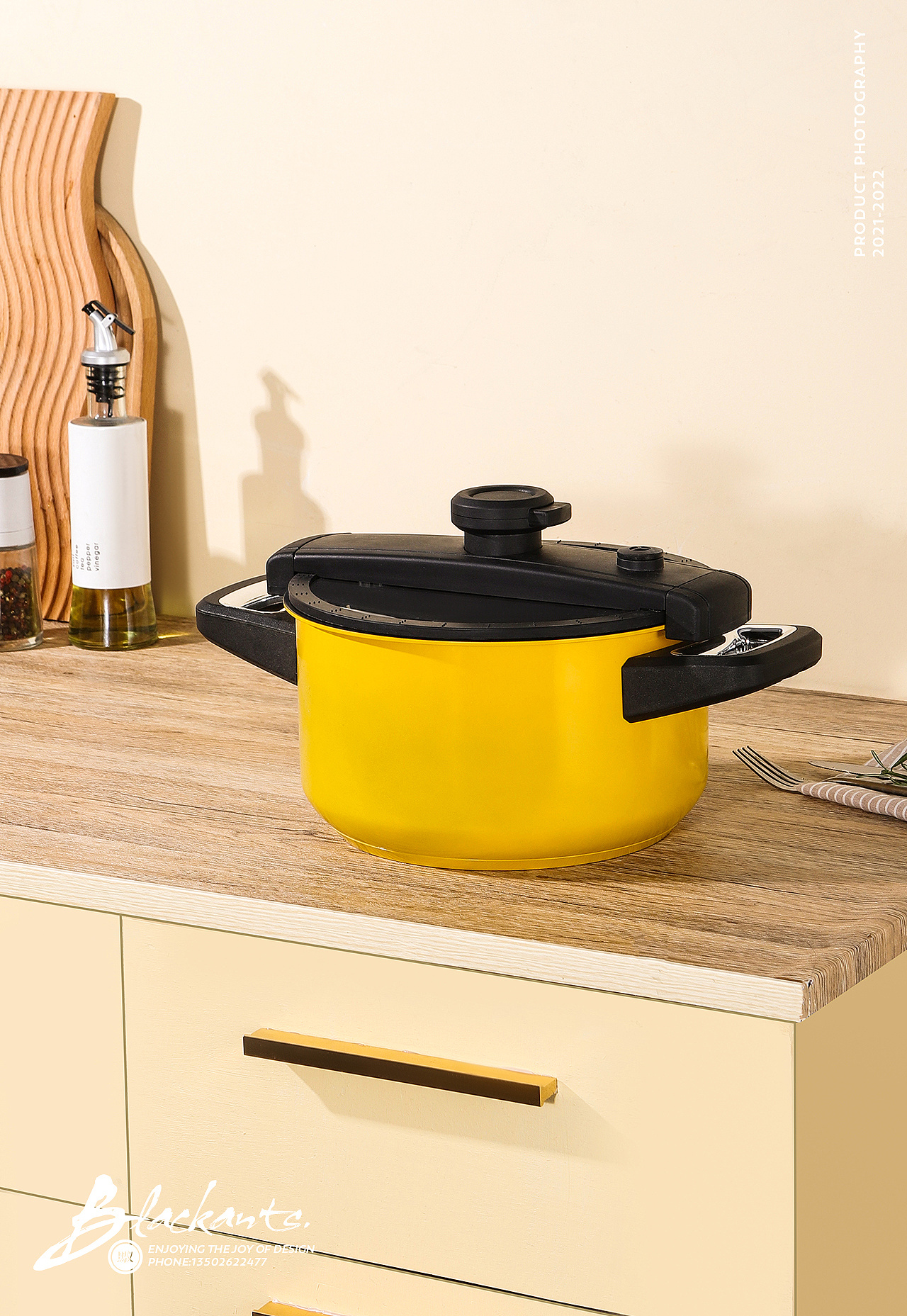 电商摄影ksise黄色微压锅厨房用品