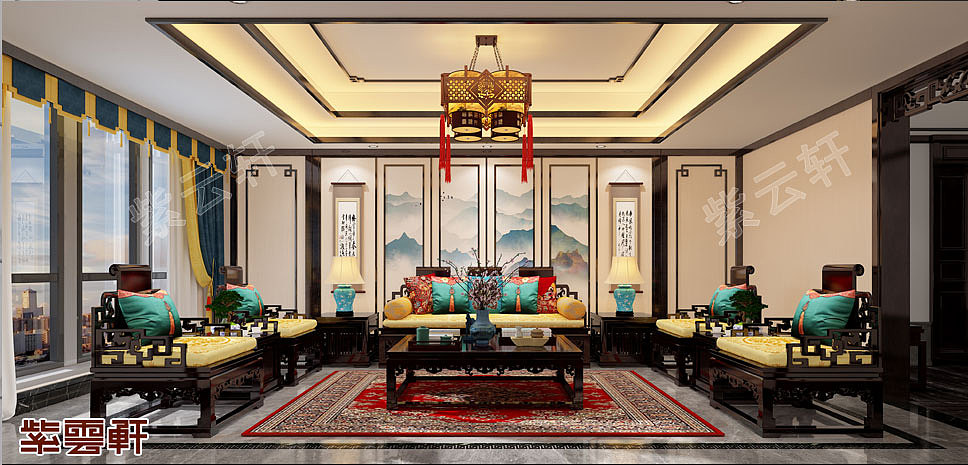江苏省苏州市别墅中式装修——绝美的中国色（图ZMjUwNjY2MjMy） - 家装设计 - 站酷设计师紫云轩中式原创素材 - 站酷ZCOOL