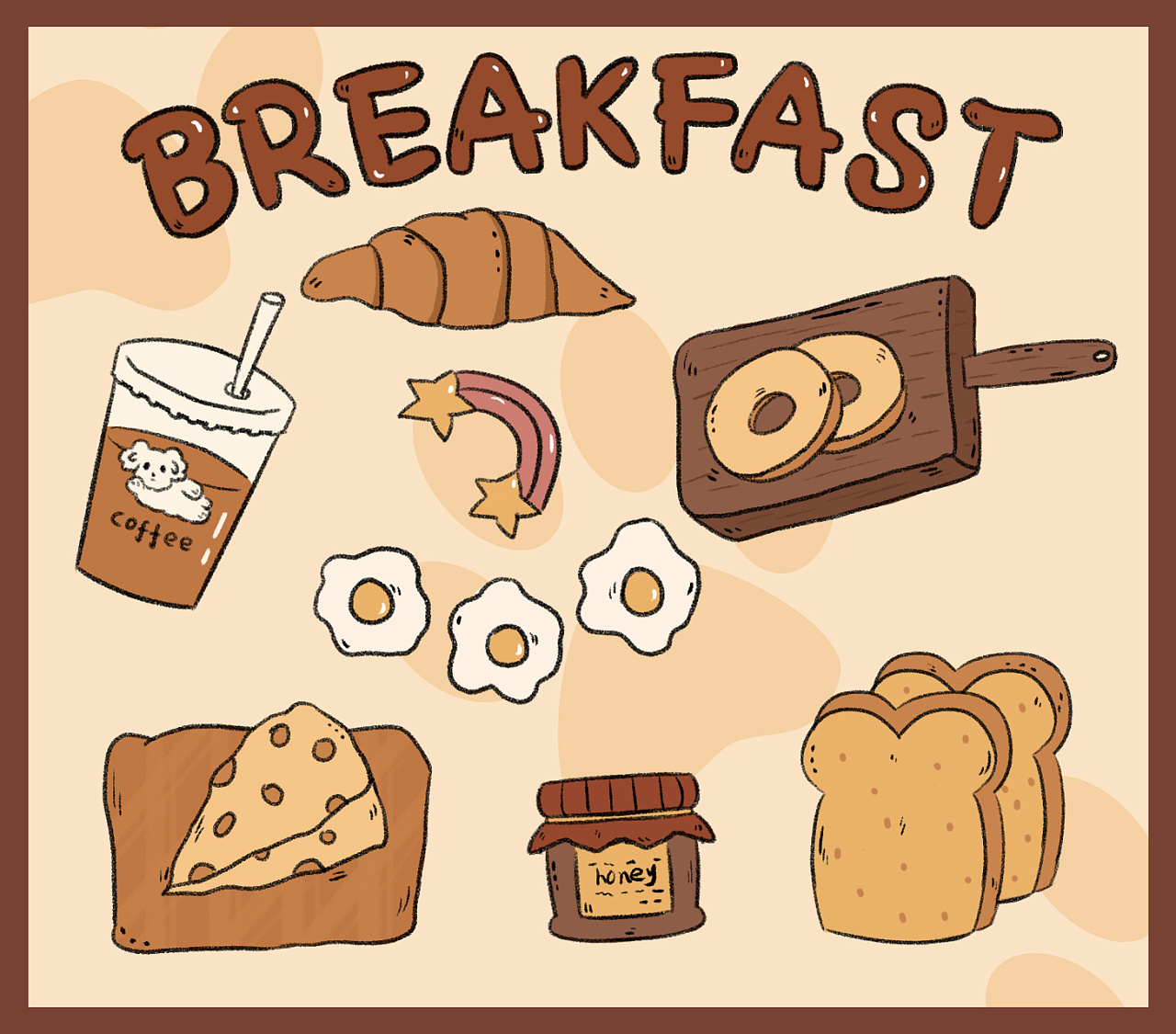 可爱早餐面包合集文创贴纸