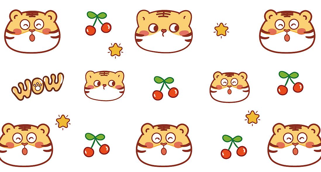 虎萌萌图案设计 地毯窗帘桌单口罩图案