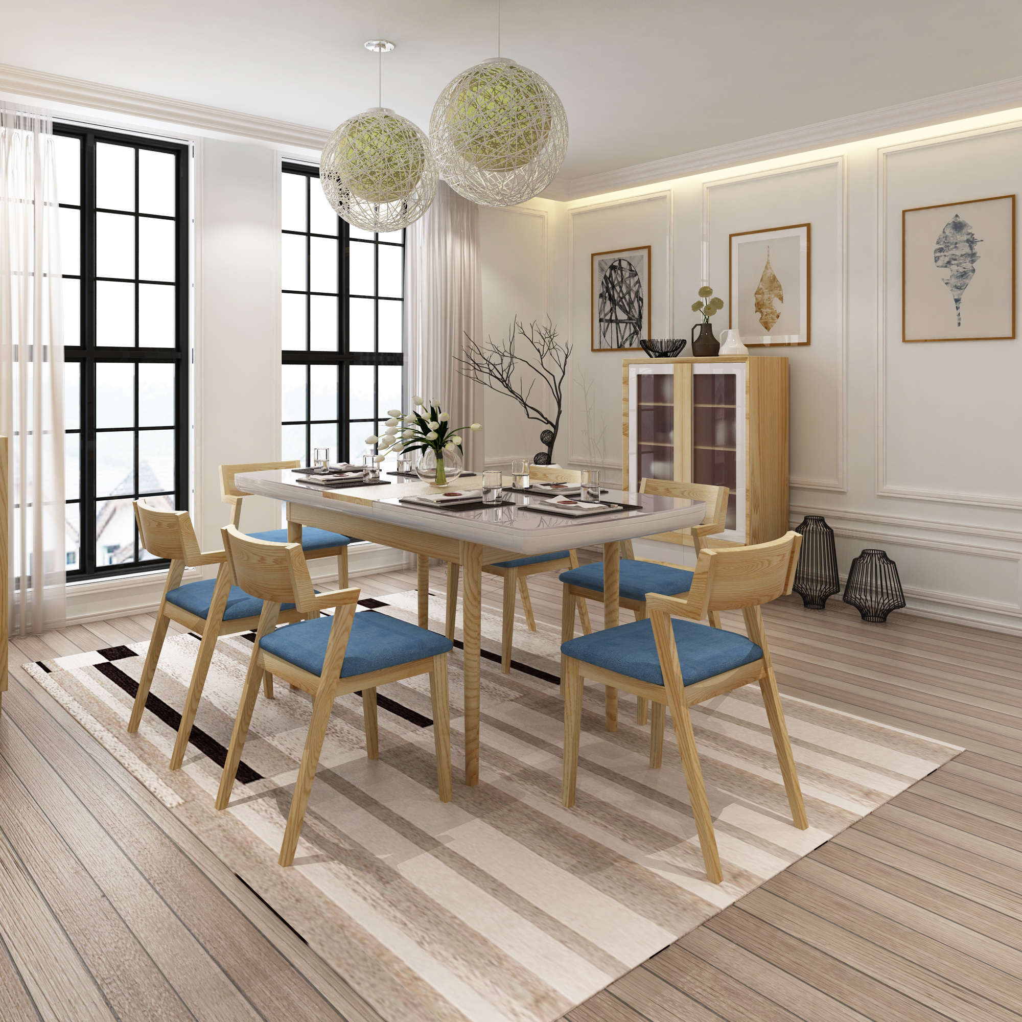 轻奢后现代餐桌椅效果图|三维|其他三维|绘梵空间设计 - 原创作品 - 站酷 (ZCOOL)