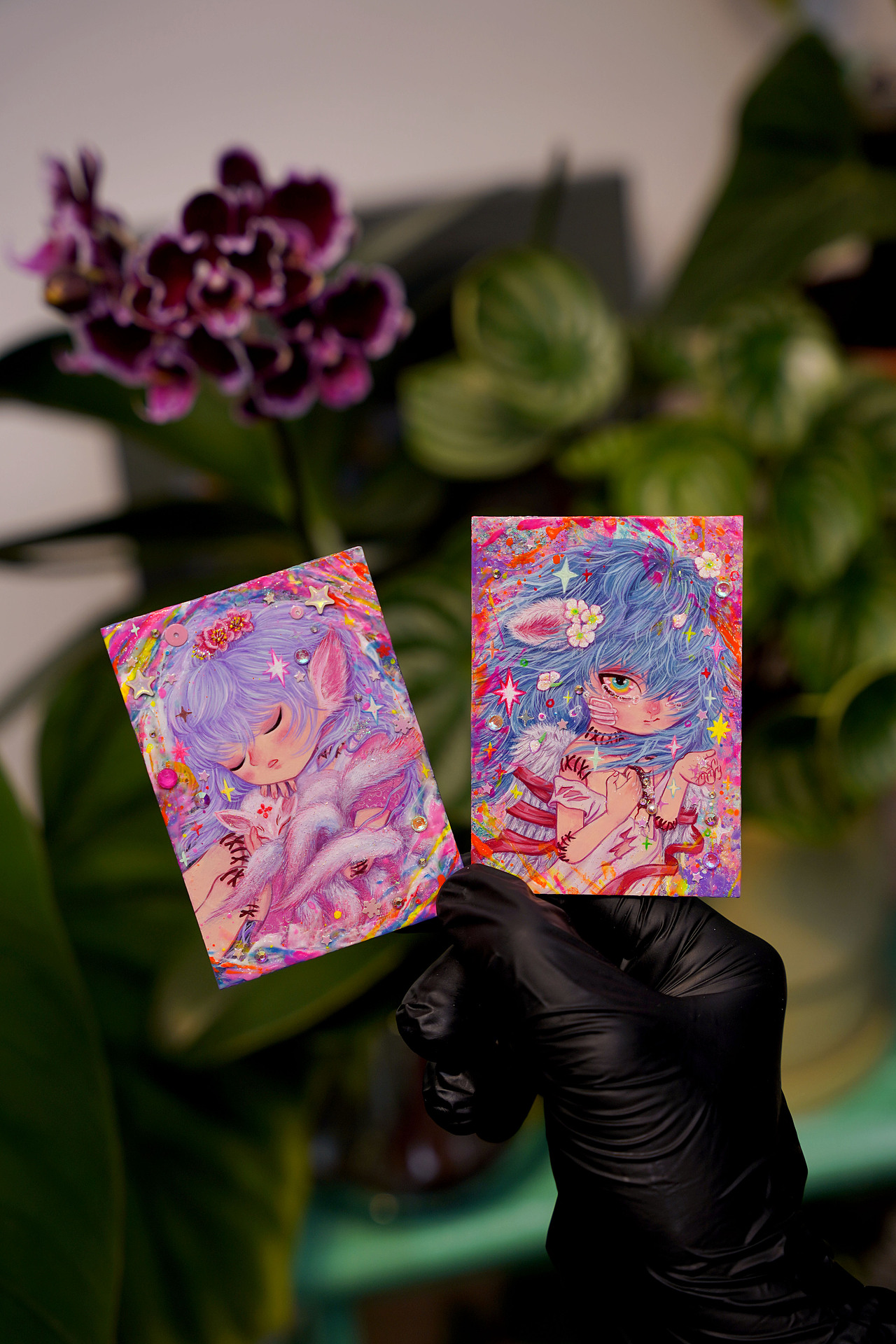 艺术家手绘收藏卡|生灵系列 综合材料