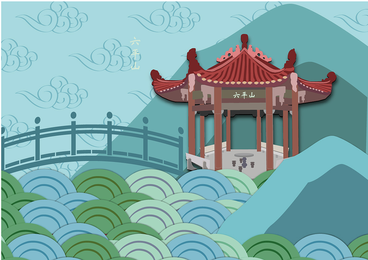 长乐古建筑插画