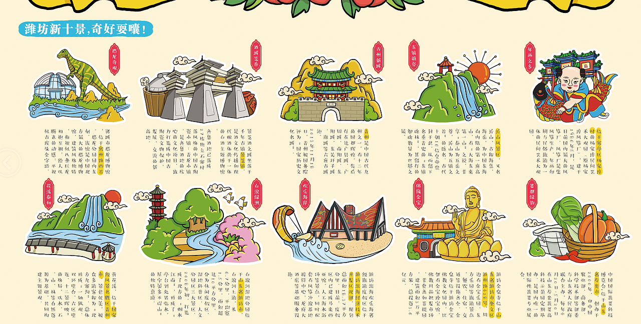 奇潍坊本土文化创意手绘地图(图ZMTE1MDc5NDYw) - 商业插画 - 站酷设计师于兴华原创素材 - 站酷ZCOOL