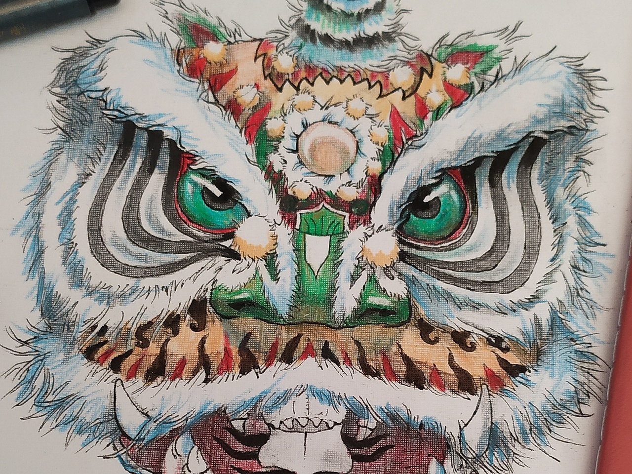 2019年末彩铅手绘《醒狮》