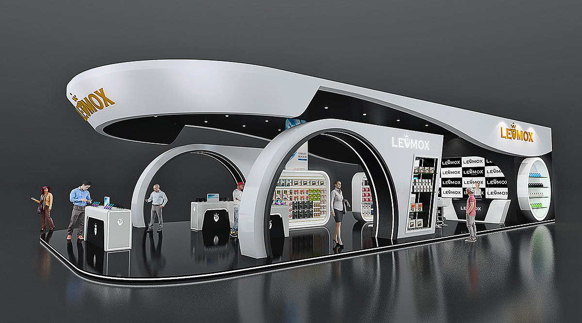 现代时尚展位展会3d效果图设计制作