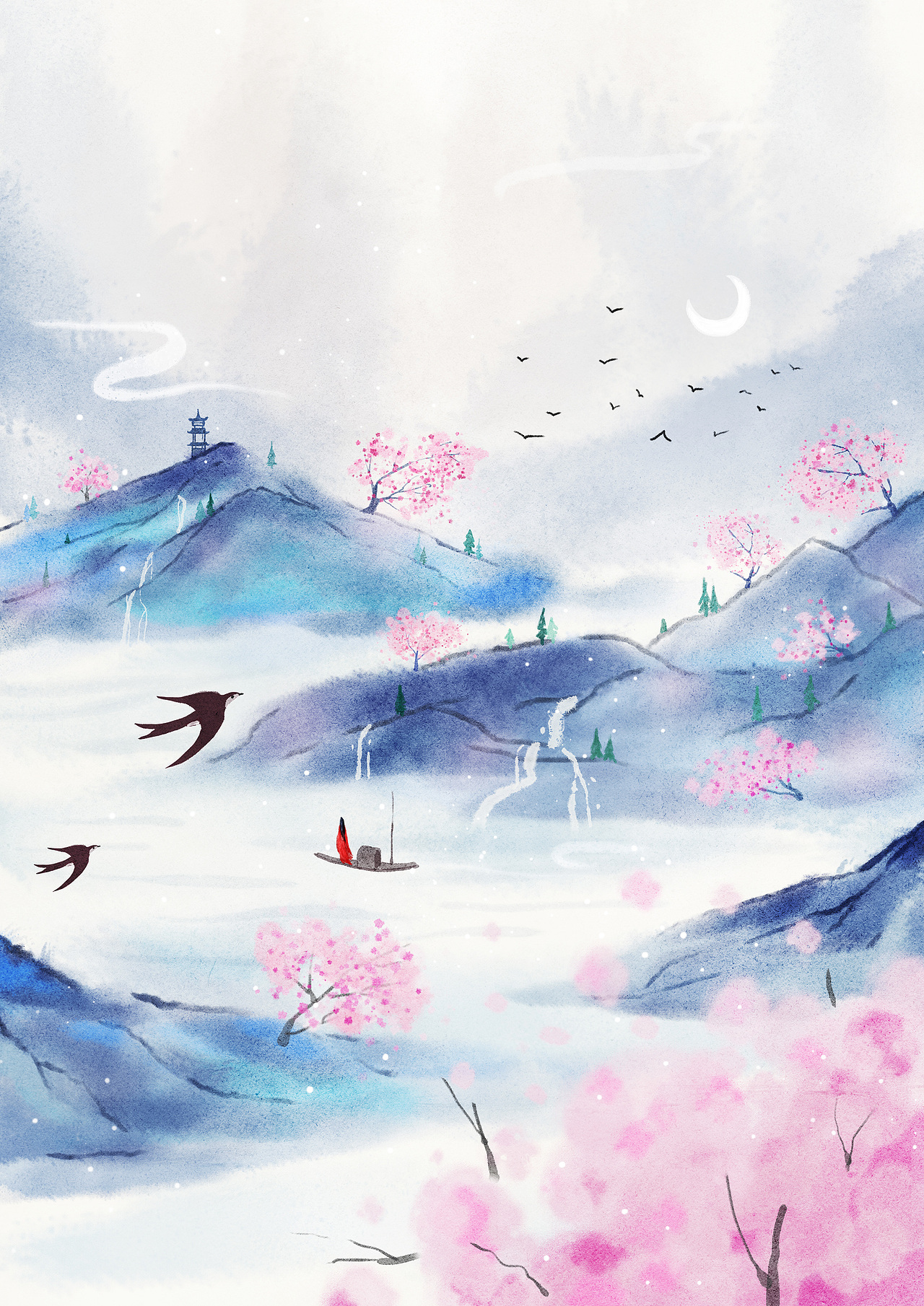 古风小场景（图ZMjEzMjE0NDcy） - 商业插画 - 站酷设计师阿哲AZ原创素材 - 站酷ZCOOL