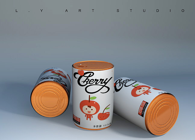 罐装食品外包装C4D建模渲染结合PS、AI贴图