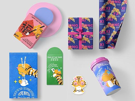 2022虎年春节迎新春插画设计-产品包装/海报/礼品设计