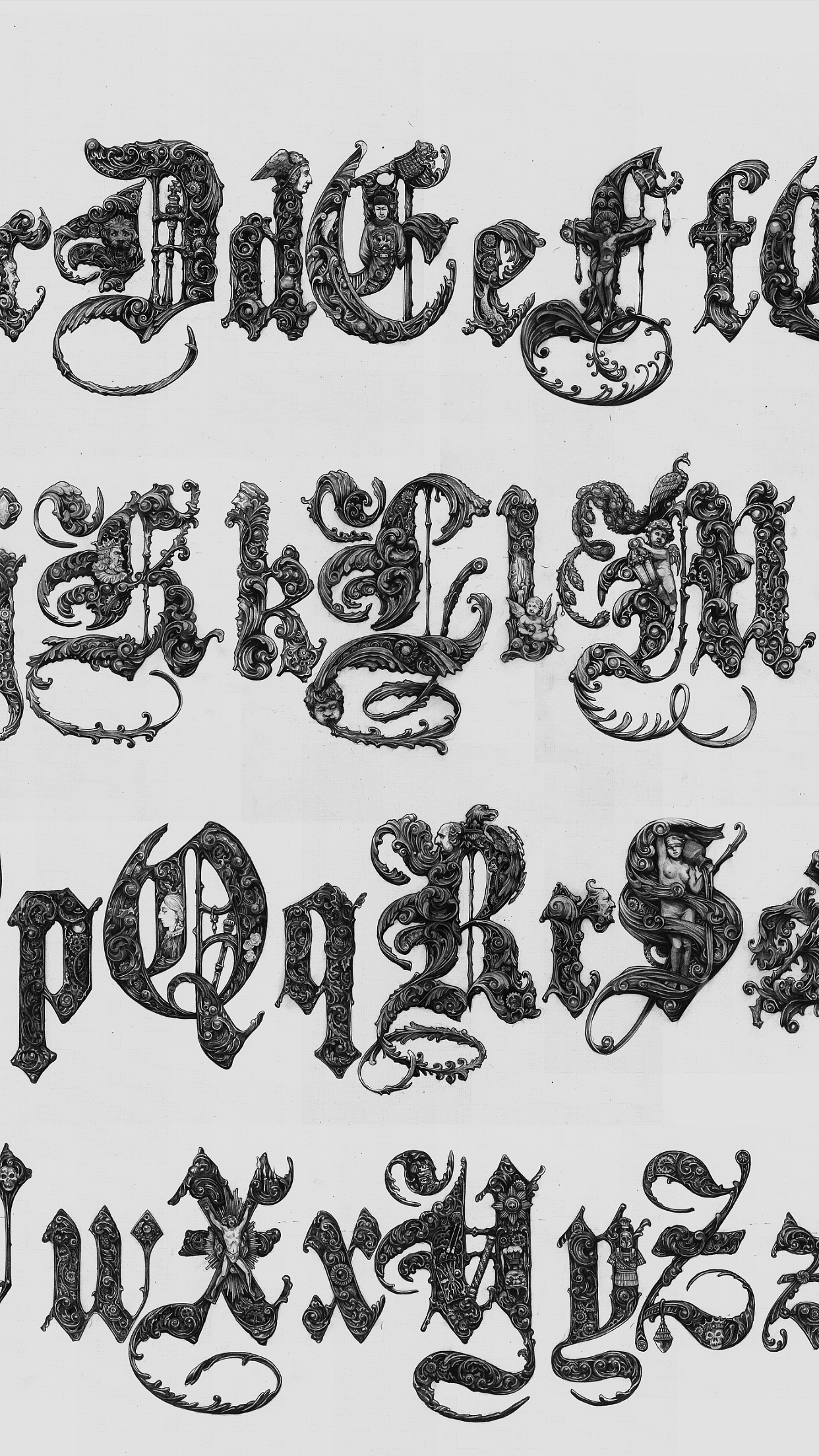 手绘哥特体字母