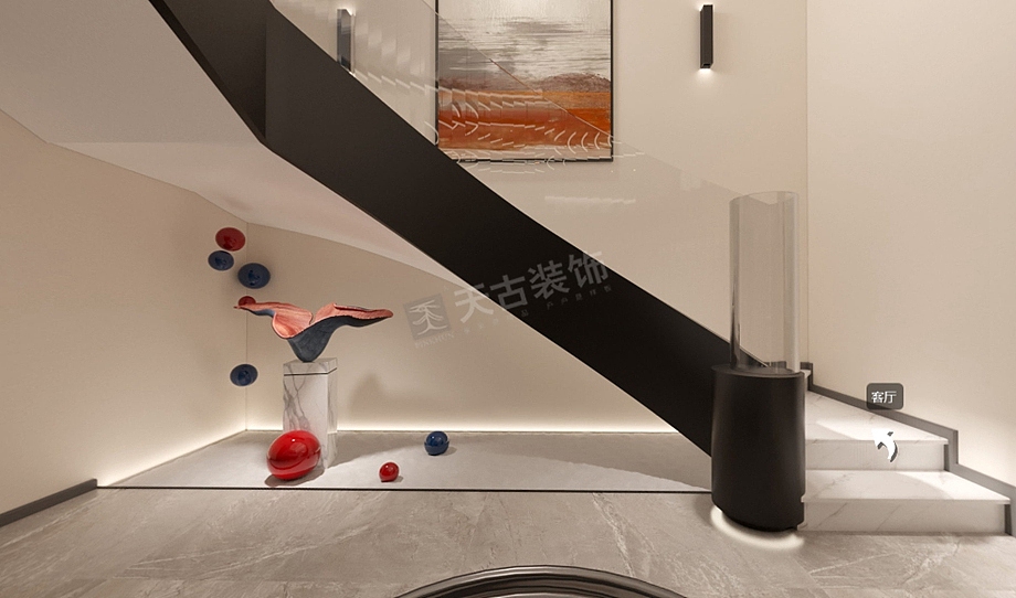 重庆融创曲水风和装修案例,现代简约合院别墅设计图