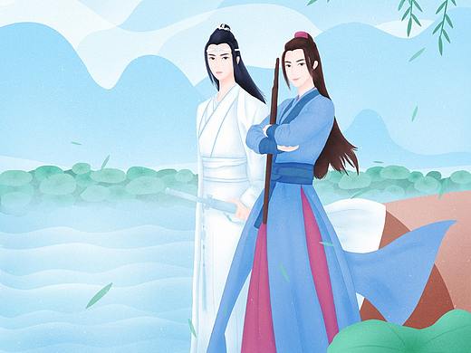 陈情令之忘羡（渐变肌理插画）