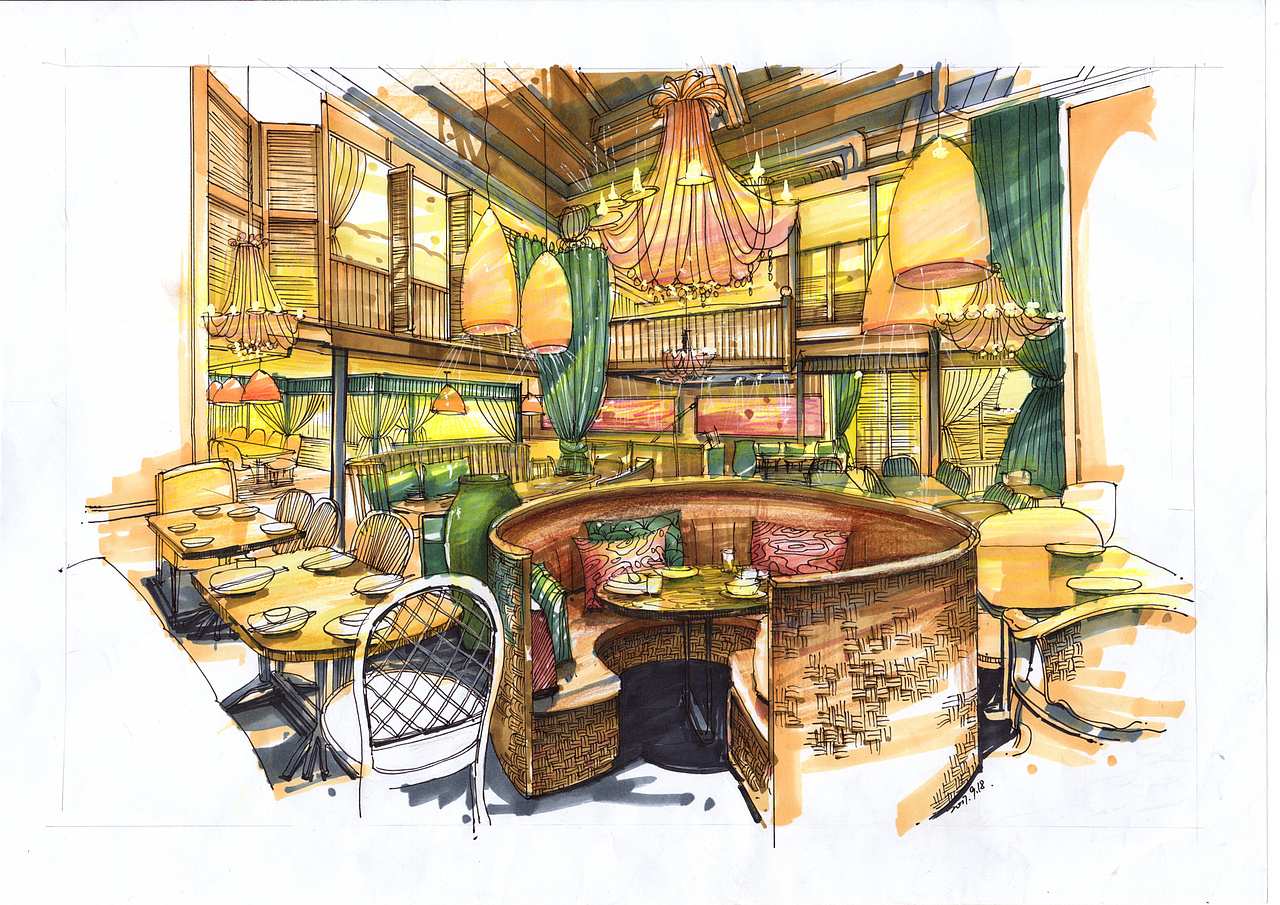 室内设计效果图马克笔手绘