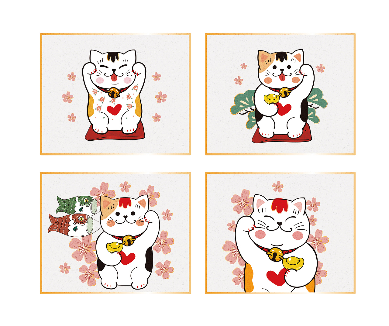 招财猫装饰画插画客厅书房装饰画