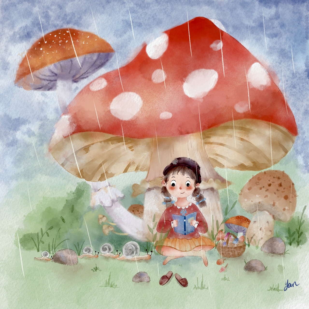 采蘑菇的小姑娘|插画|儿童插画|春晖张 - 原创作品 - 站酷 (ZCOOL)