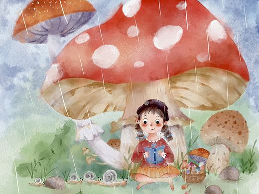 采蘑菇的小姑娘