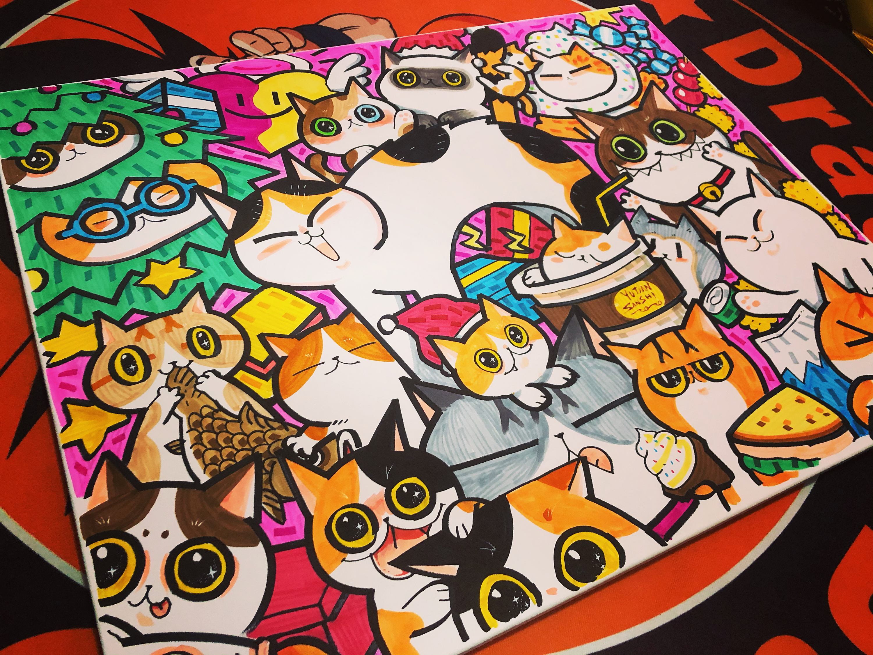 手绘《招财猫》_雨田三石-站酷zcool