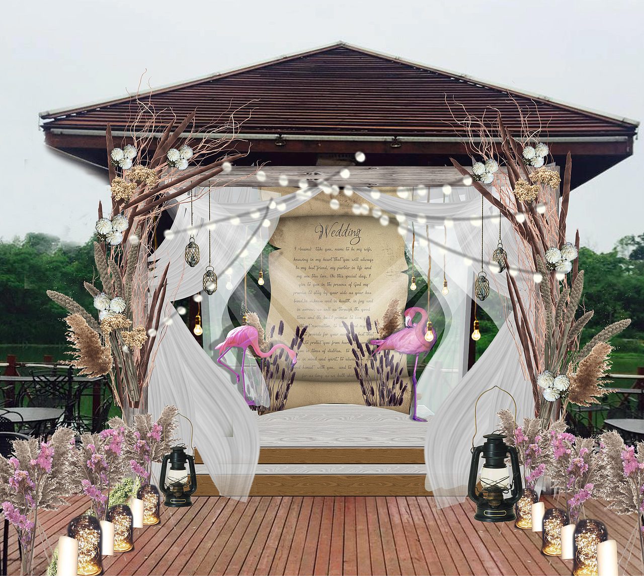 火烈鸟~不断练习。婚礼效果图