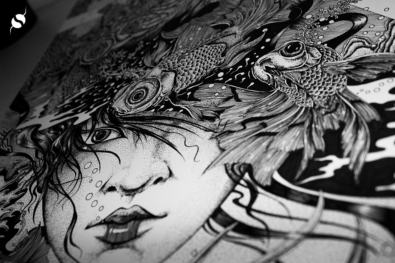 《孕育》针管笔插画作品（内含过程图）（图ZNDk2MzgwNjQ=） - 商业插画 - 站酷设计师守望者Swangzhe原创素材 - 站酷ZCOOL