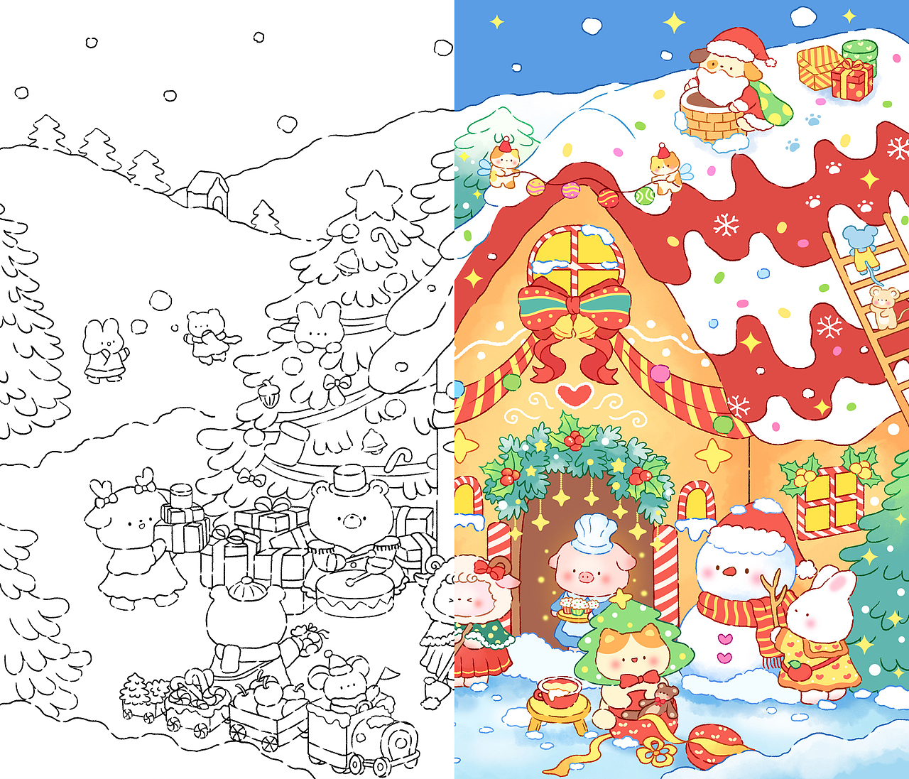 圣诞小屋｜治愈系插画（图ZMzc5ODgyMjMy） - 商业插画 - 站酷设计师插画师塔里原创素材 - 站酷ZCOOL