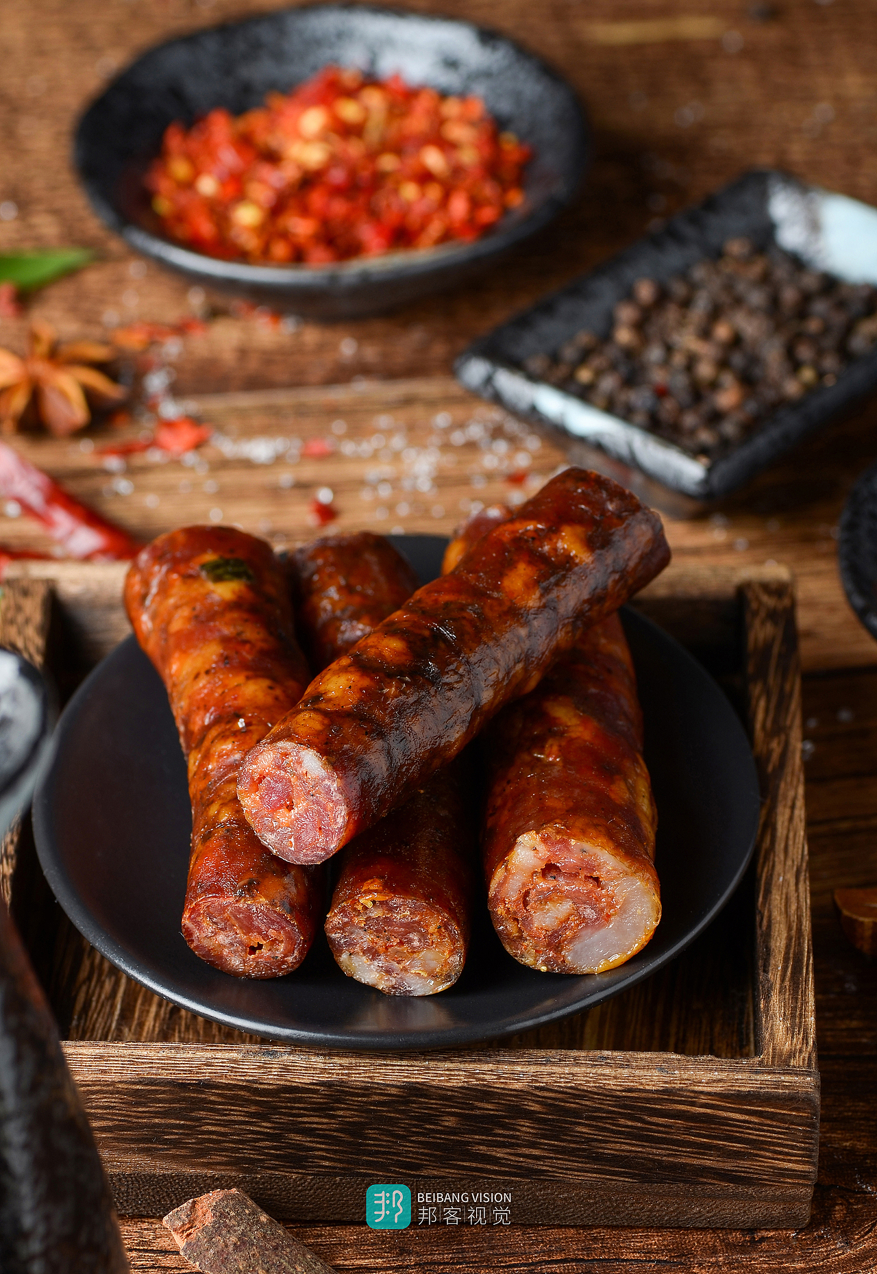 美食拍摄湖北恩施特产腊肉腊肠拍摄作品邦鲜生