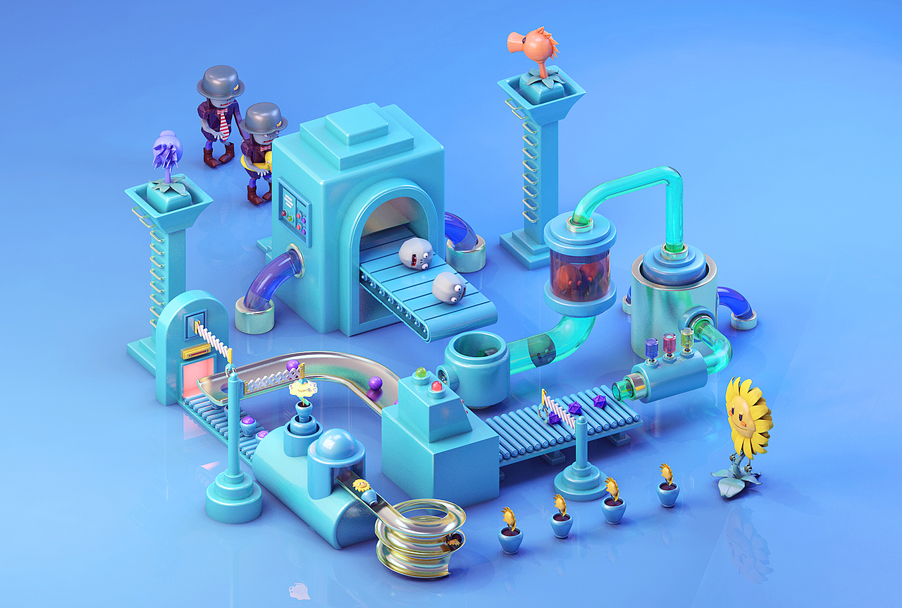 C4D流水线（图ZNzkxODY1NTI=） - 场景 - 站酷设计师摸黑校尉原创素材 - 站酷ZCOOL