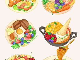 iapd美食插画|手绘菜单