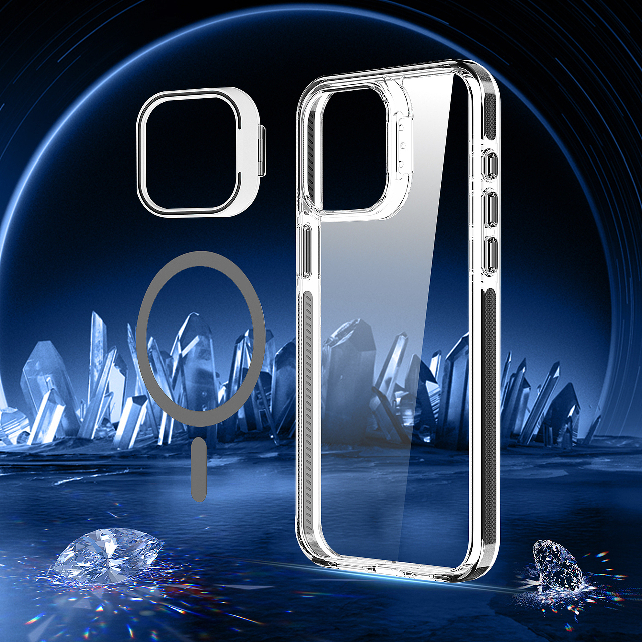 镜头框支架透明手机壳